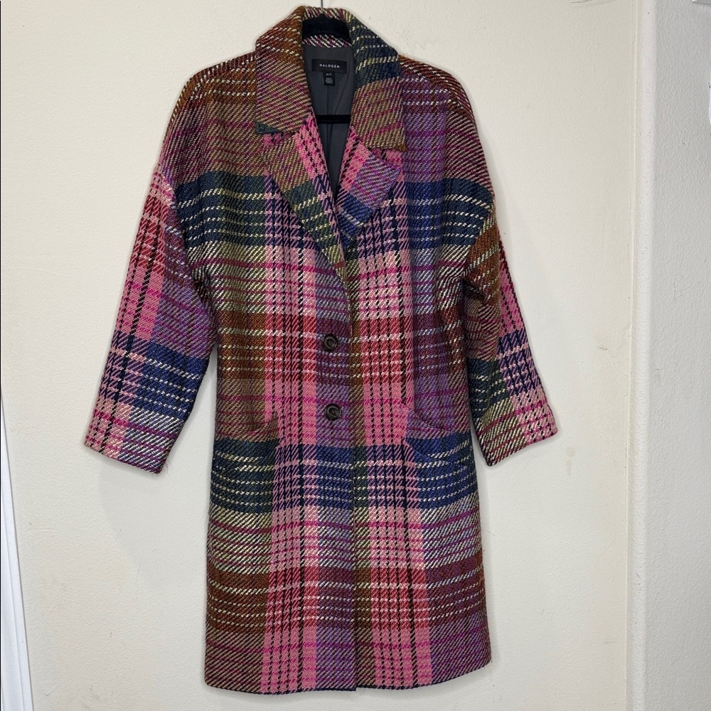 Halogen Plaid Tweed Multicolor Women's Coat